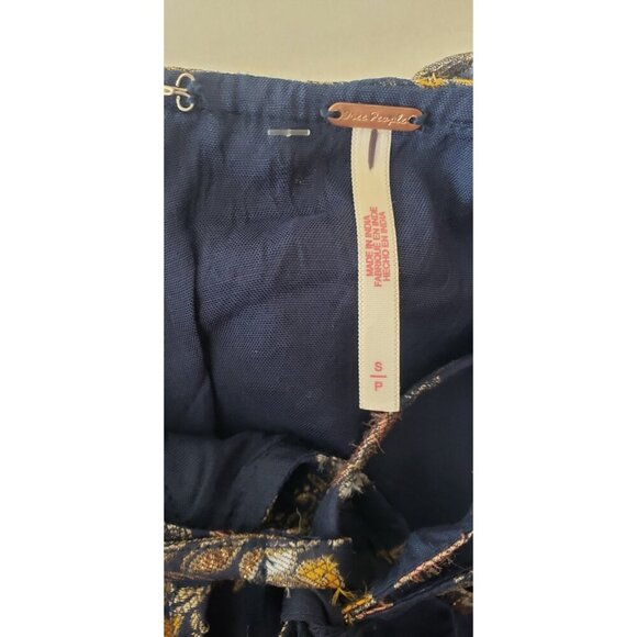 NEW FREE PEOPLE CHIARA FLORAL JACQUARD ROMPER IN BLUE SMALL - Picture 8 of 11